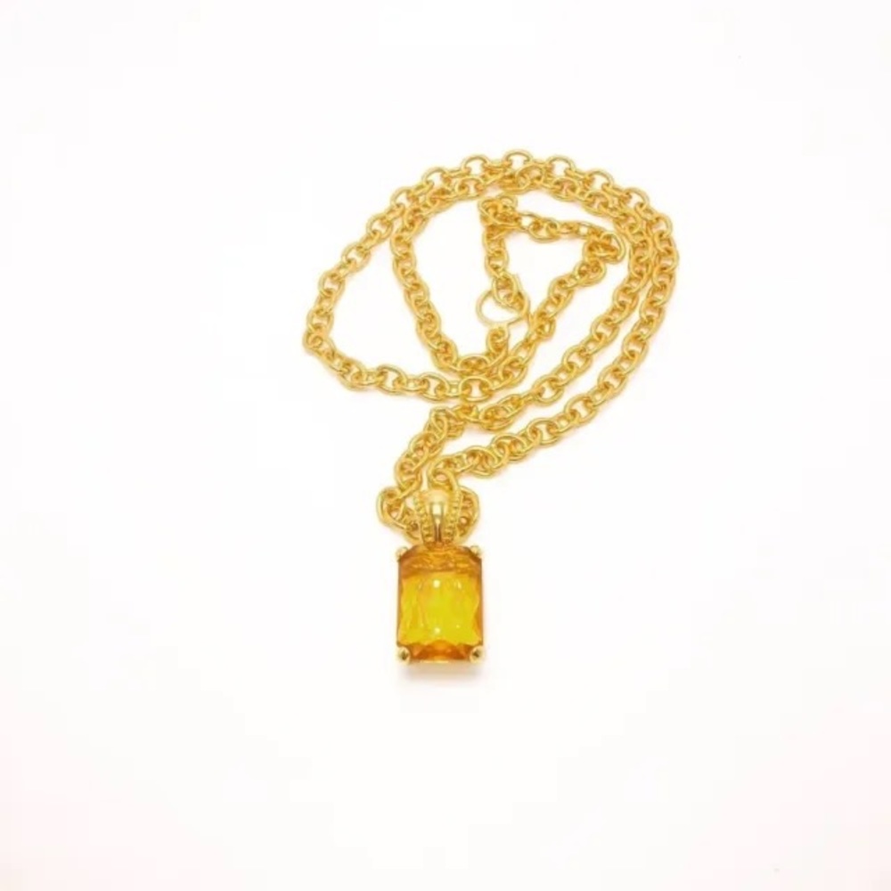 Gold Colored Chain neckace with Joan Rivers Citrine Pendant.